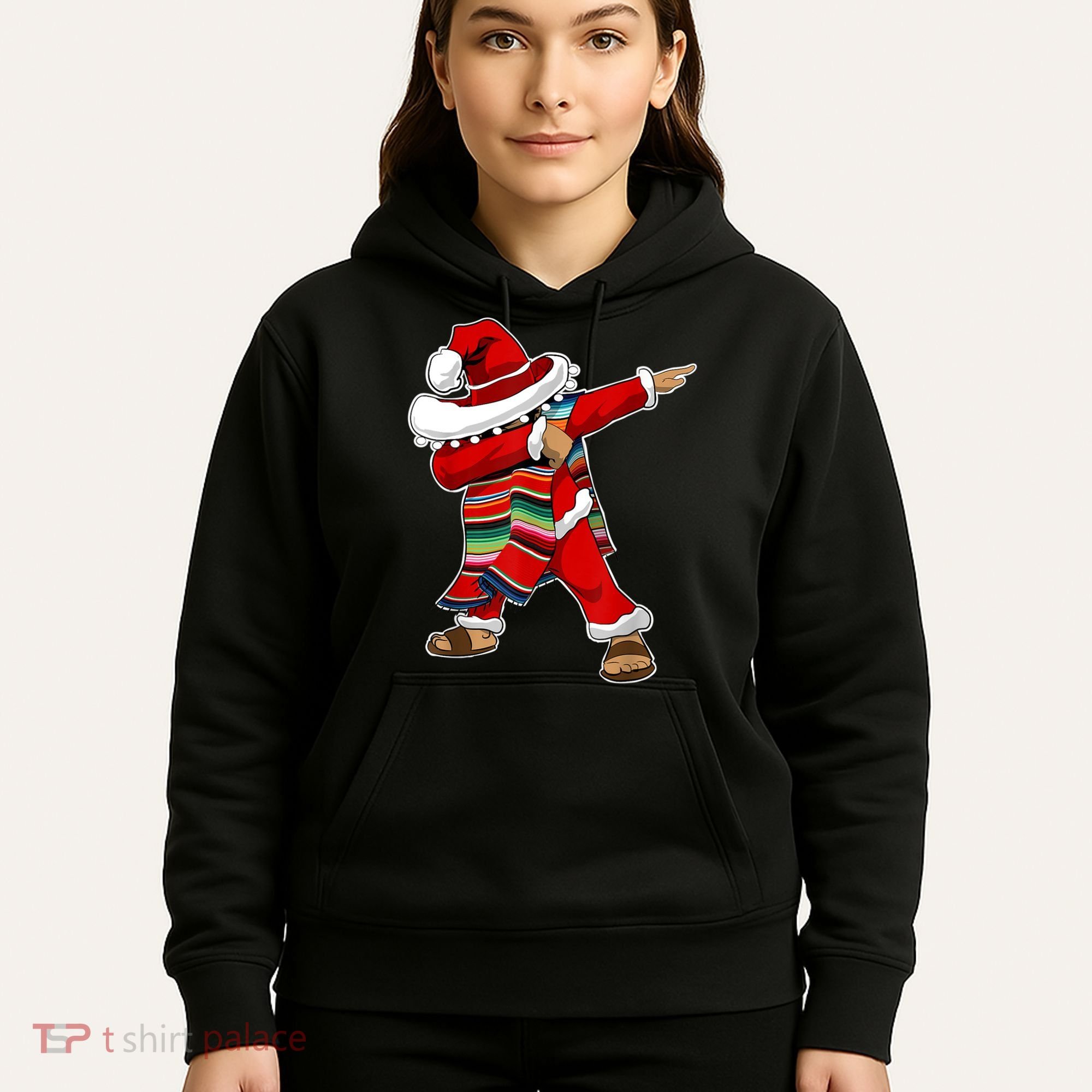 Christmas Sombrero Dabbing Mexican Serape Poncho Santa TShirt Hoodie