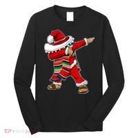 Christmas Sombrero Dabbing Mexican Serape Poncho Santa TShirt Long Sleeve Shirt thumb 0