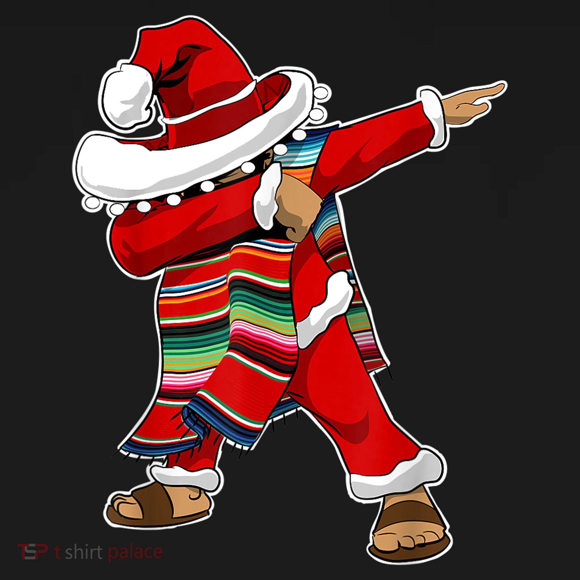 Christmas Sombrero Dabbing Mexican Serape Poncho Santa TShirt Sweatshirt