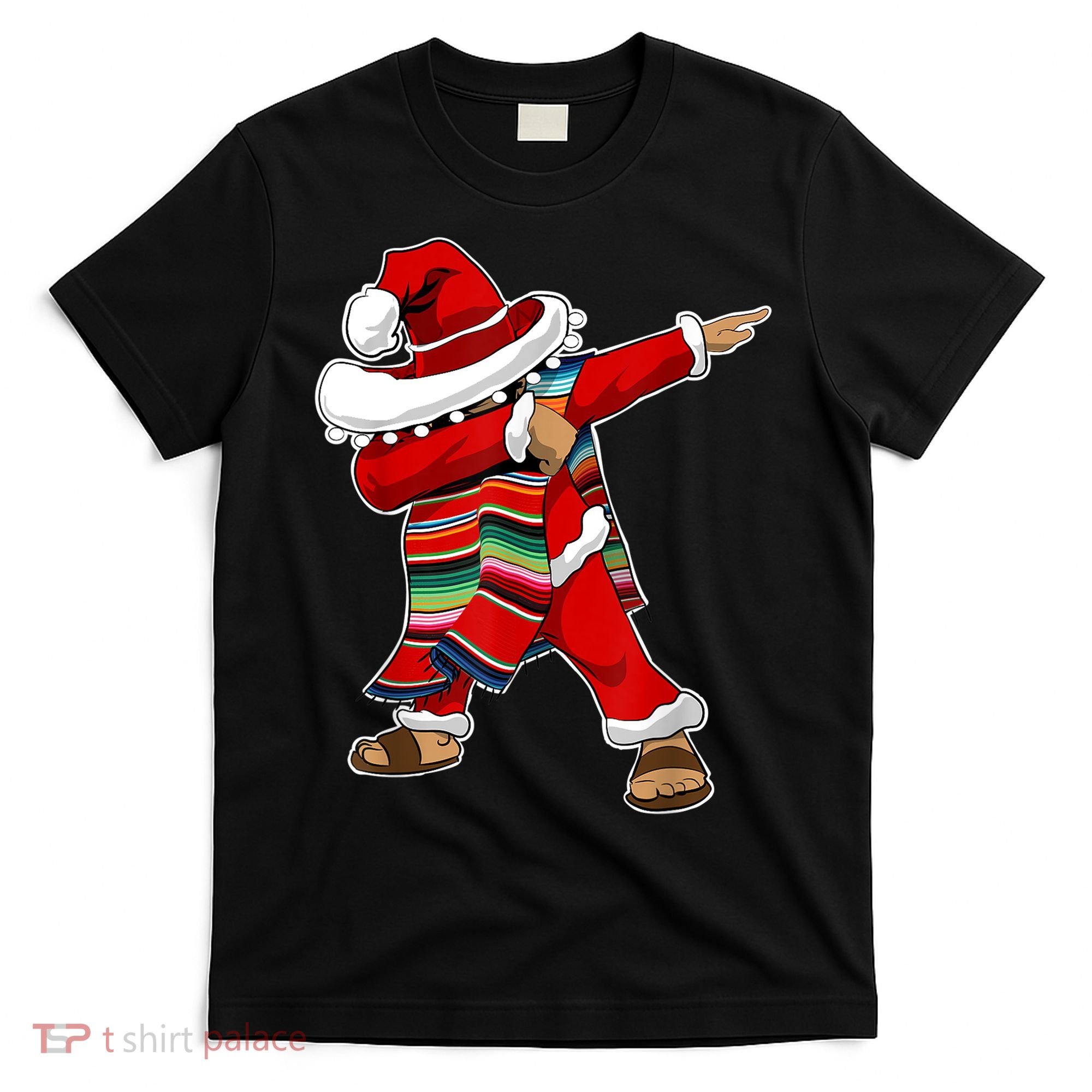 Christmas Sombrero Dabbing Mexican Serape Poncho Santa TShirt T-Shirt