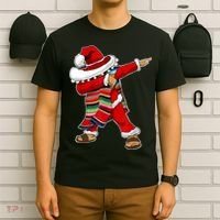 Christmas Sombrero Dabbing Mexican Serape Poncho Santa TShirt T-Shirt thumb 6