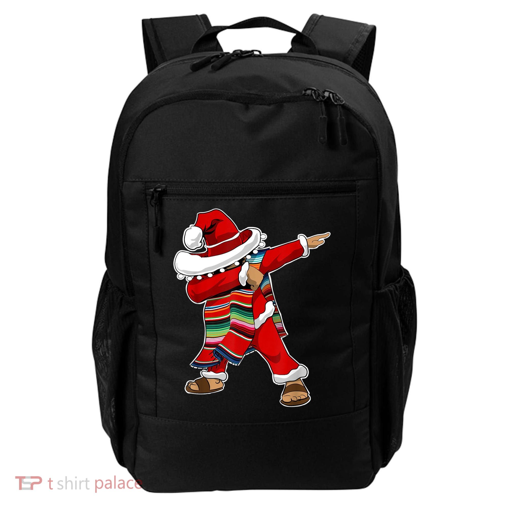 Christmas Sombrero Dabbing Mexican Serape Poncho Santa TShirt Backpack