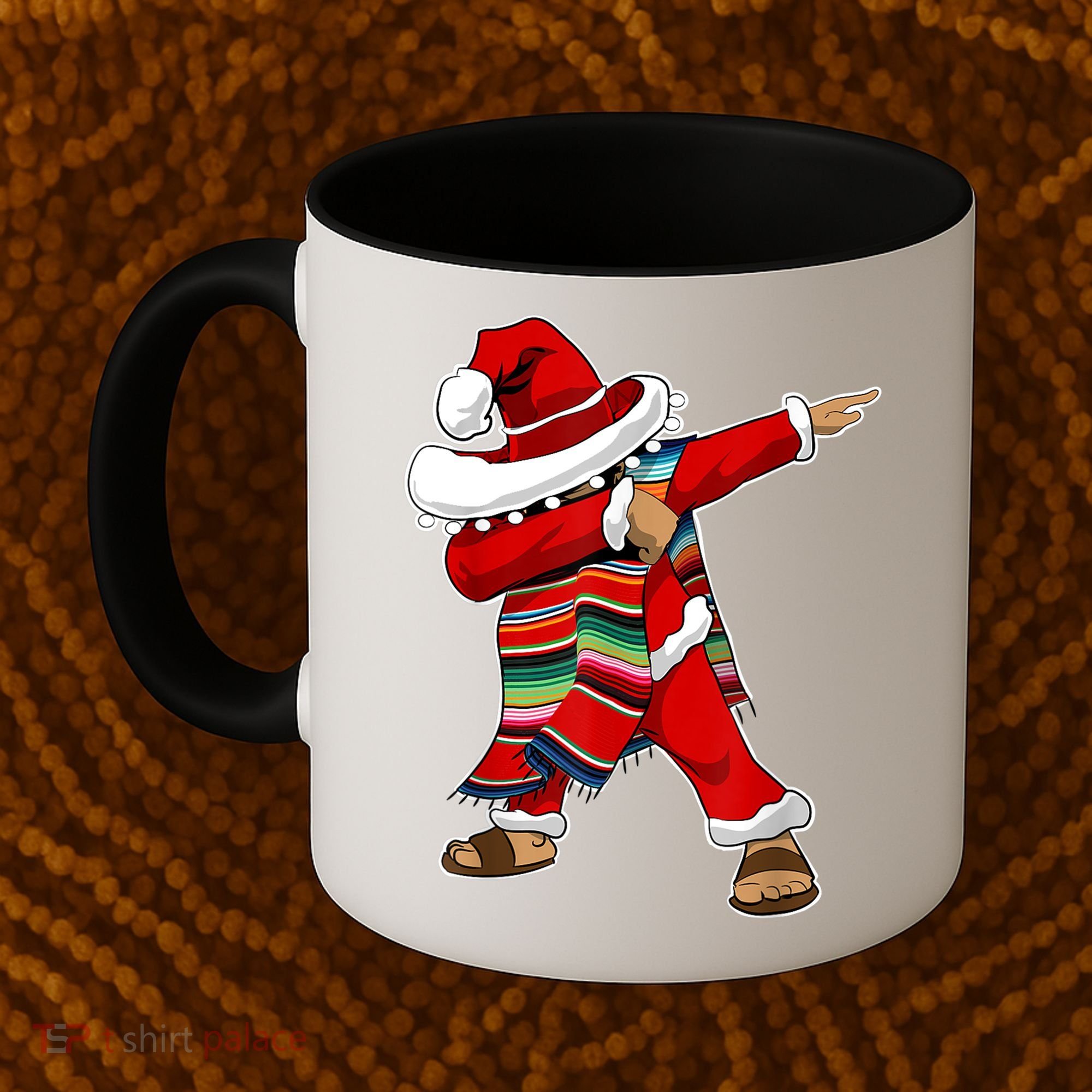 Christmas Sombrero Dabbing Mexican Serape Poncho Santa TShirt Coffee Mug