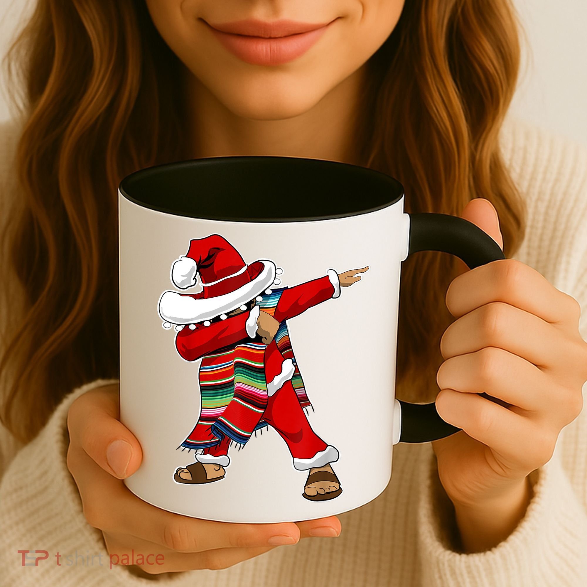Christmas Sombrero Dabbing Mexican Serape Poncho Santa TShirt Coffee Mug