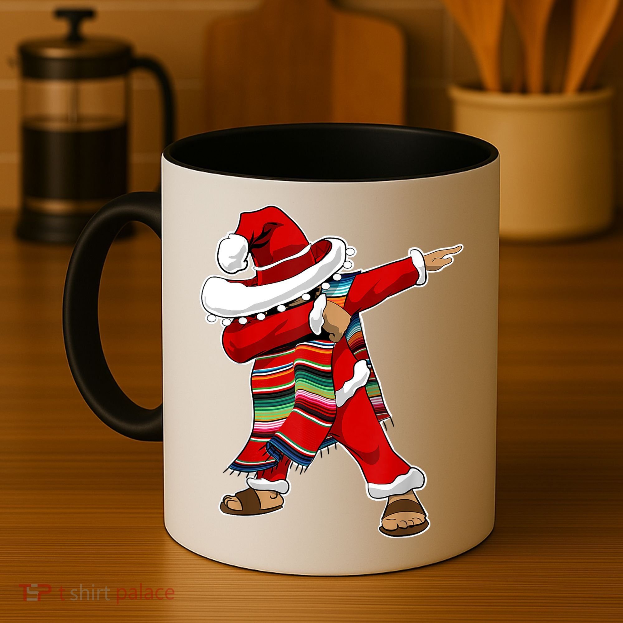 Christmas Sombrero Dabbing Mexican Serape Poncho Santa TShirt Coffee Mug