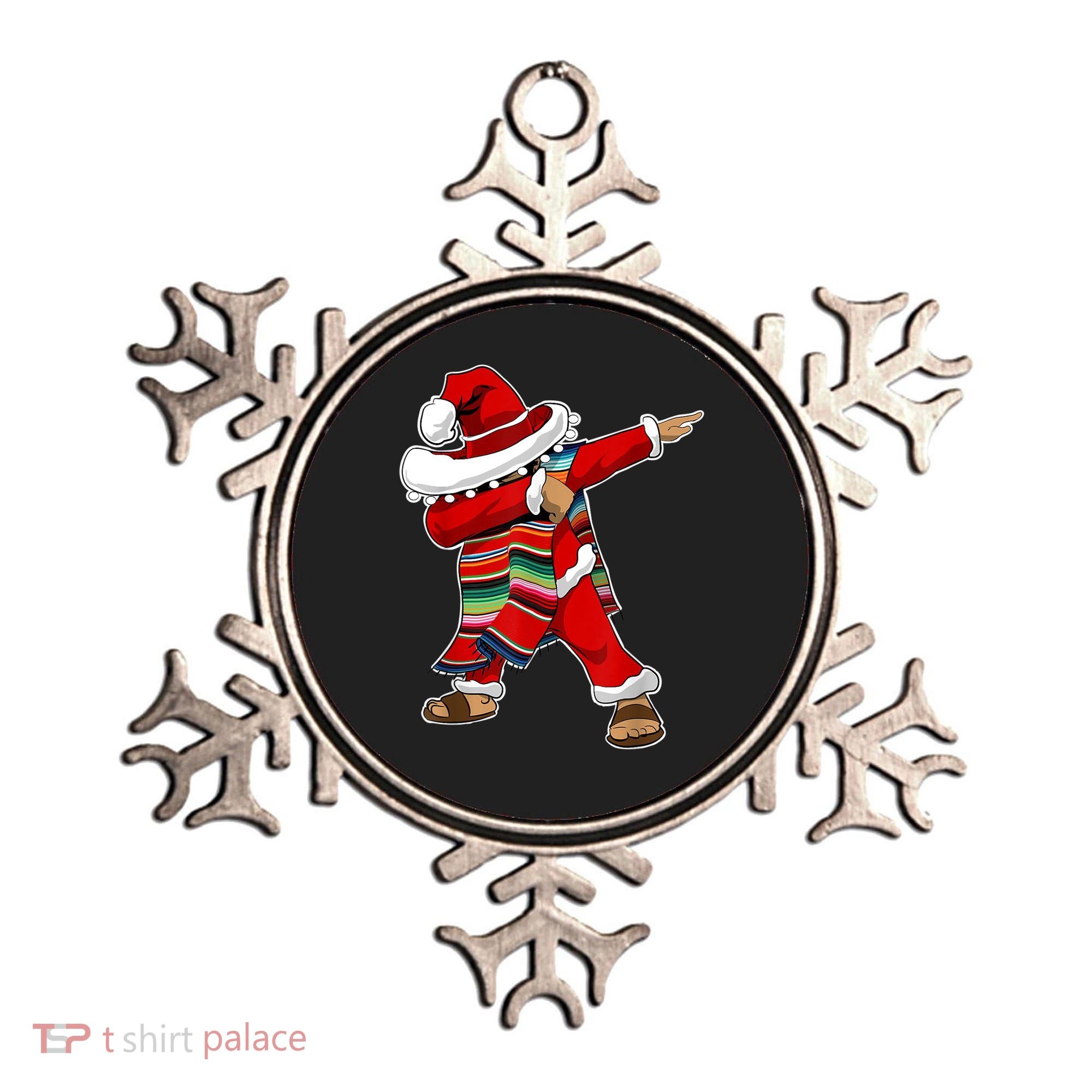 Christmas Sombrero Dabbing Mexican Serape Poncho Santa TShirt Ornament