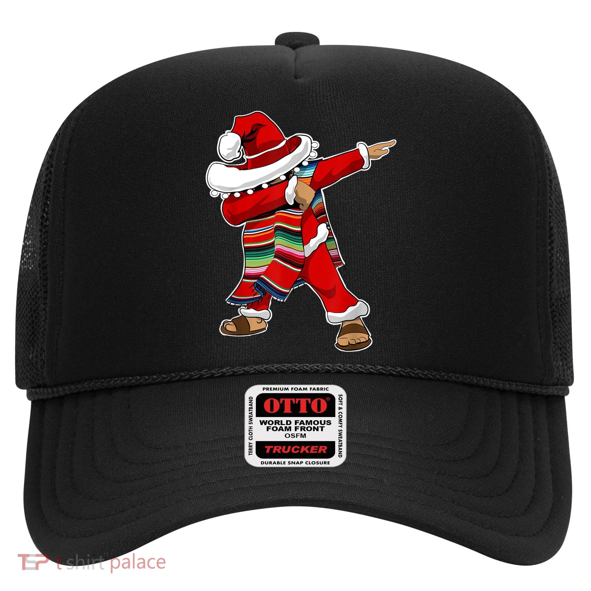 Christmas Sombrero Dabbing Mexican Serape Poncho Santa TShirt Hat