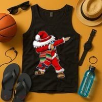 Christmas Sombrero Dabbing Mexican Serape Poncho Santa TShirt Tank Top thumb 4