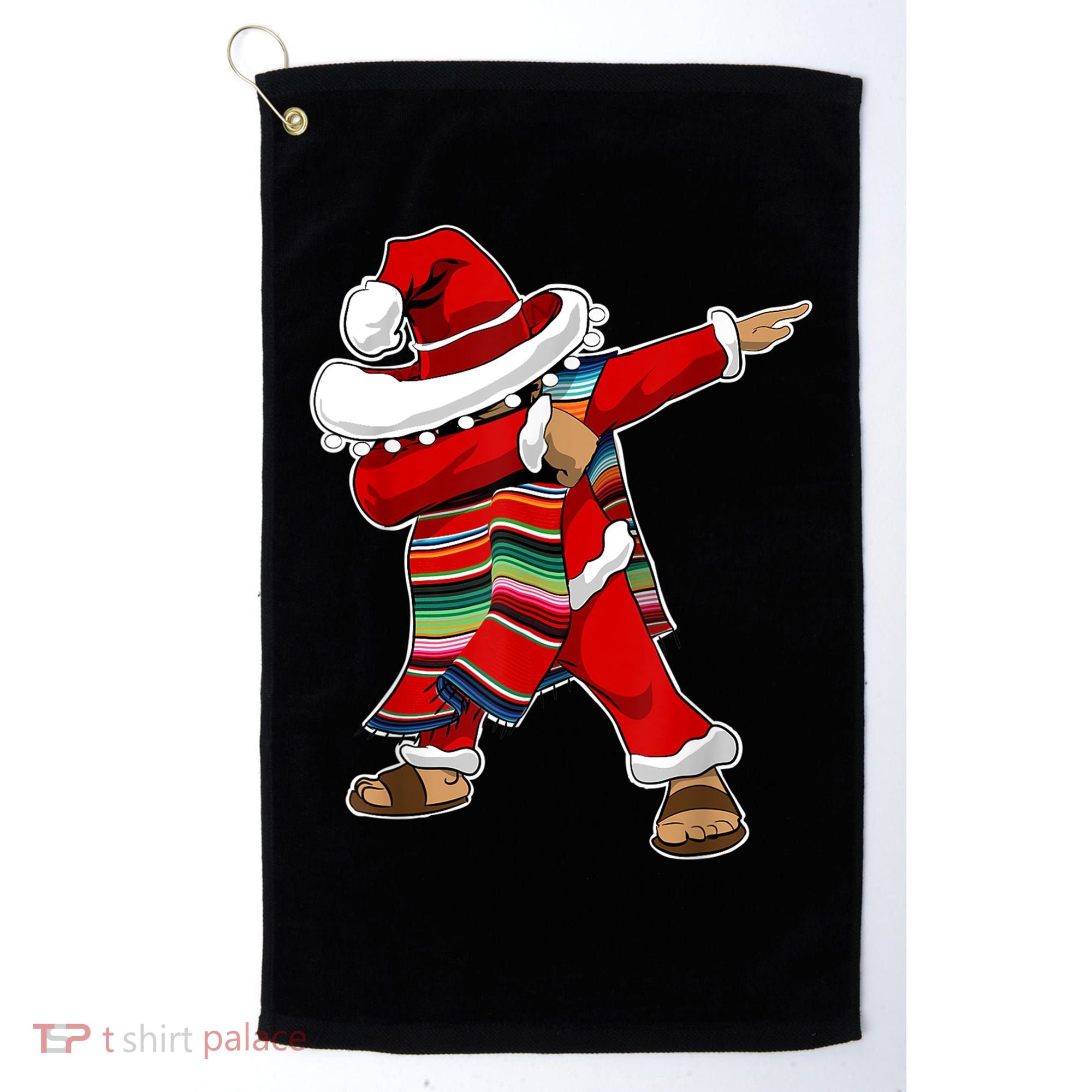 Christmas Sombrero Dabbing Mexican Serape Poncho Santa TShirt Golf Towel