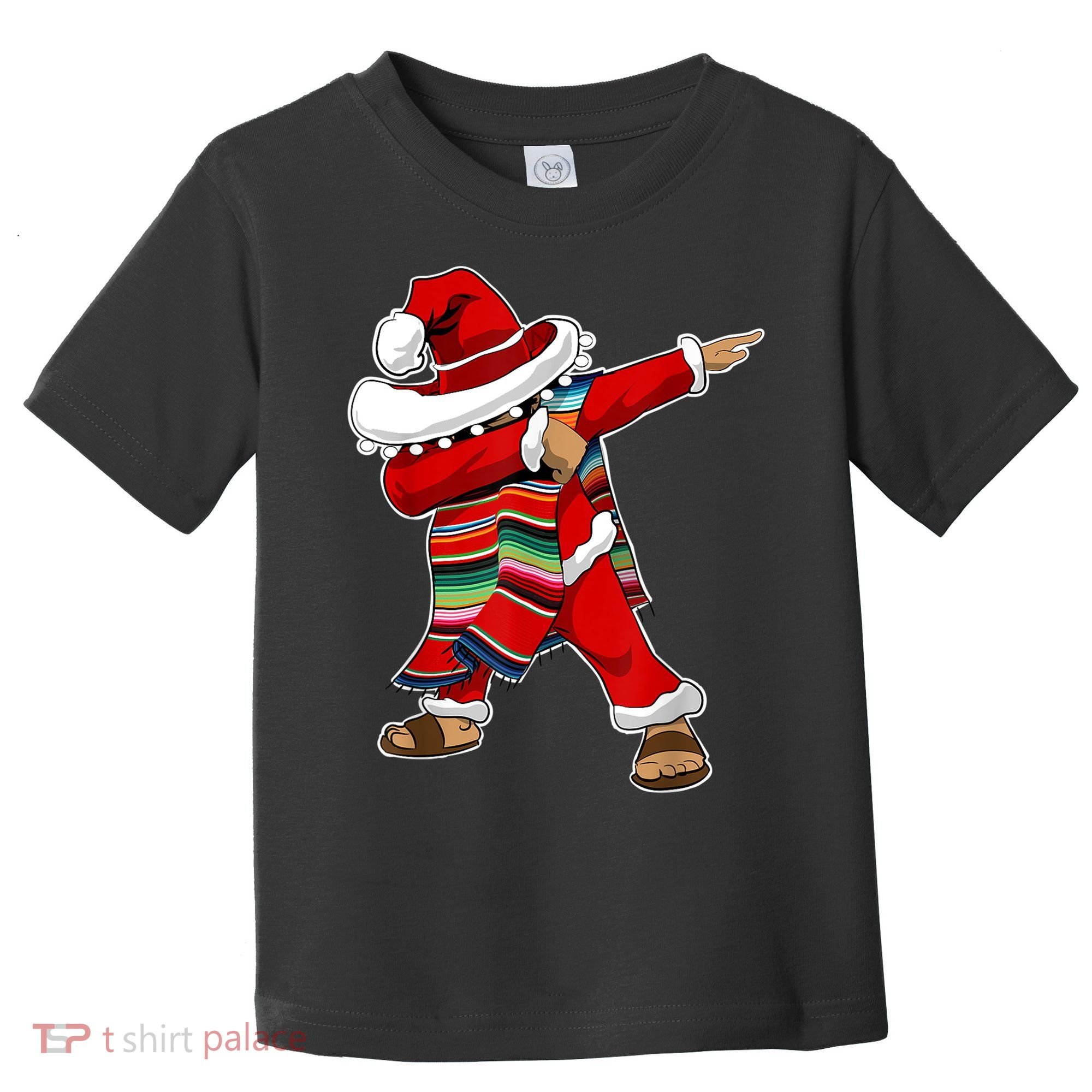 Christmas Sombrero Dabbing Mexican Serape Poncho Santa TShirt Toddler T-Shirt