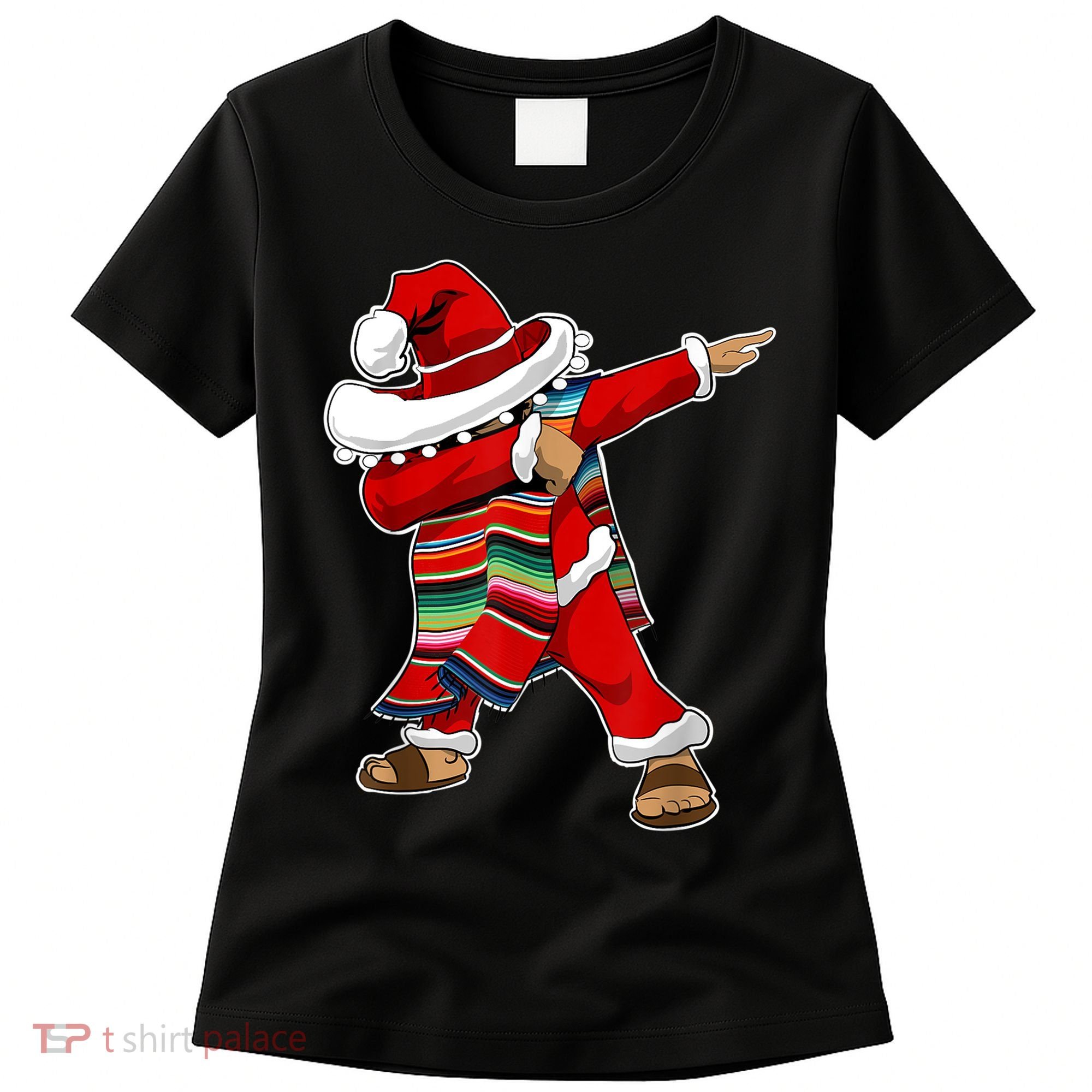 Christmas Sombrero Dabbing Mexican Serape Poncho Santa TShirt Women's T-Shirt