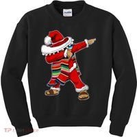 Christmas Sombrero Dabbing Mexican Serape Poncho Santa TShirt Kids Sweatshirt thumb 0