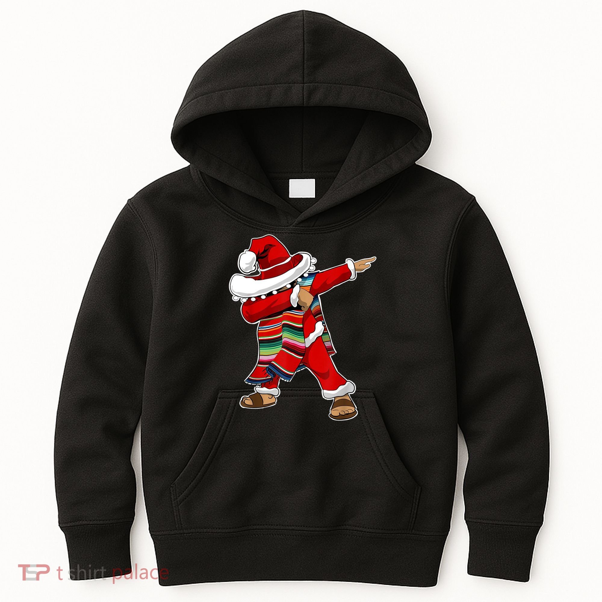 Christmas Sombrero Dabbing Mexican Serape Poncho Santa TShirt Kids Hoodie