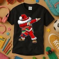 Christmas Sombrero Dabbing Mexican Serape Poncho Santa TShirt Kids T-Shirt thumb 3