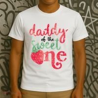 Cute Strawberry Daddy Of The Sweet One T-Shirt thumb 3
