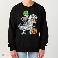 Cool Skeleton Dinosaur Halloween Trick Or Treat Women's Sweatshirt thumb 0