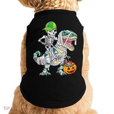 Cool Skeleton Dinosaur Halloween Trick Or Treat Doggie Tank