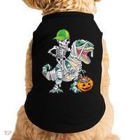Cool Skeleton Dinosaur Halloween Trick Or Treat Doggie Tank thumb 0