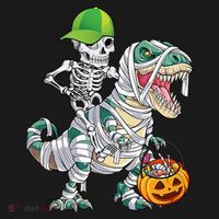 Cool Skeleton Dinosaur Halloween Trick Or Treat Doggie Tank thumb 4