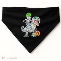 Cool Skeleton Dinosaur Halloween Trick Or Treat USA-Made Doggie Bandana thumb 0