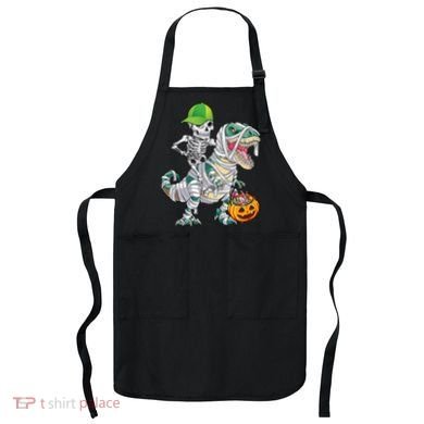 Cool Skeleton Dinosaur Halloween Trick Or Treat Apron