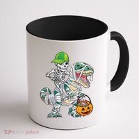 Cool Skeleton Dinosaur Halloween Trick Or Treat Coffee Mug thumb 1