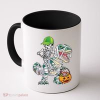 Cool Skeleton Dinosaur Halloween Trick Or Treat Coffee Mug thumb 0