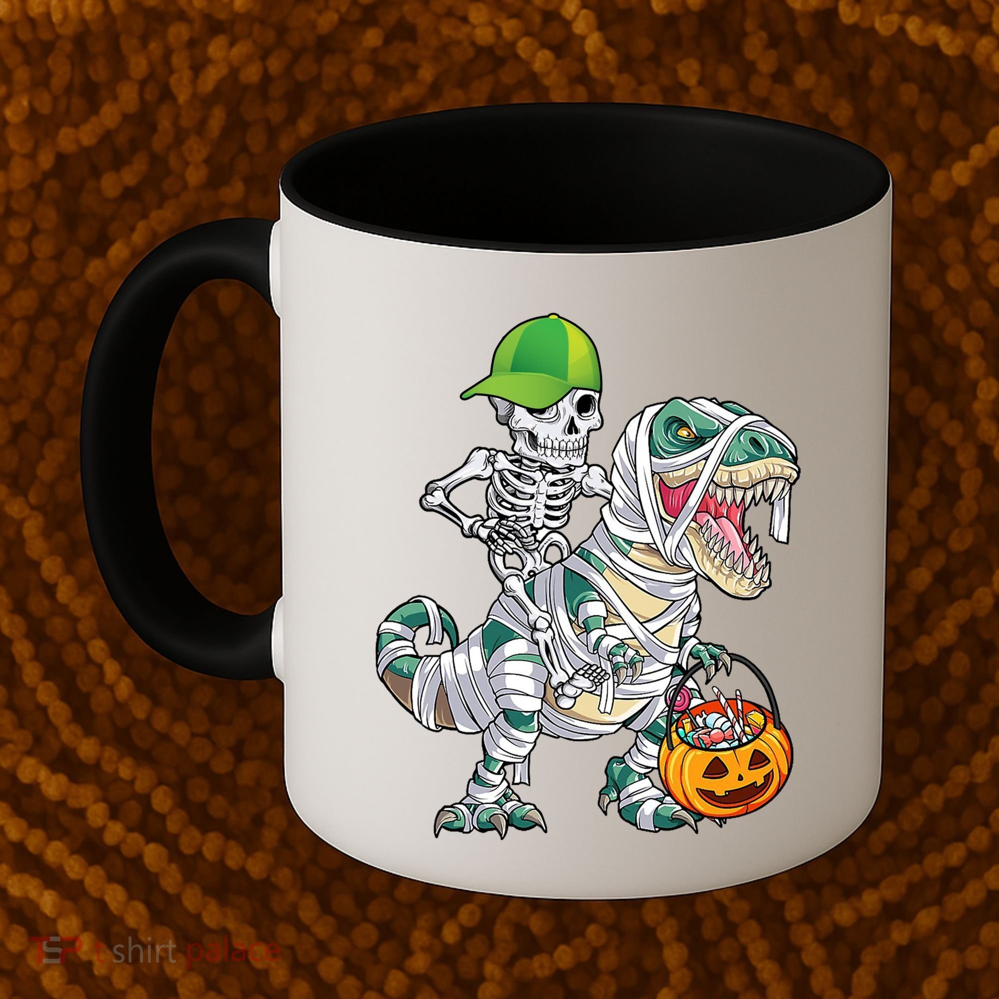 Cool Skeleton Dinosaur Halloween Trick Or Treat Coffee Mug