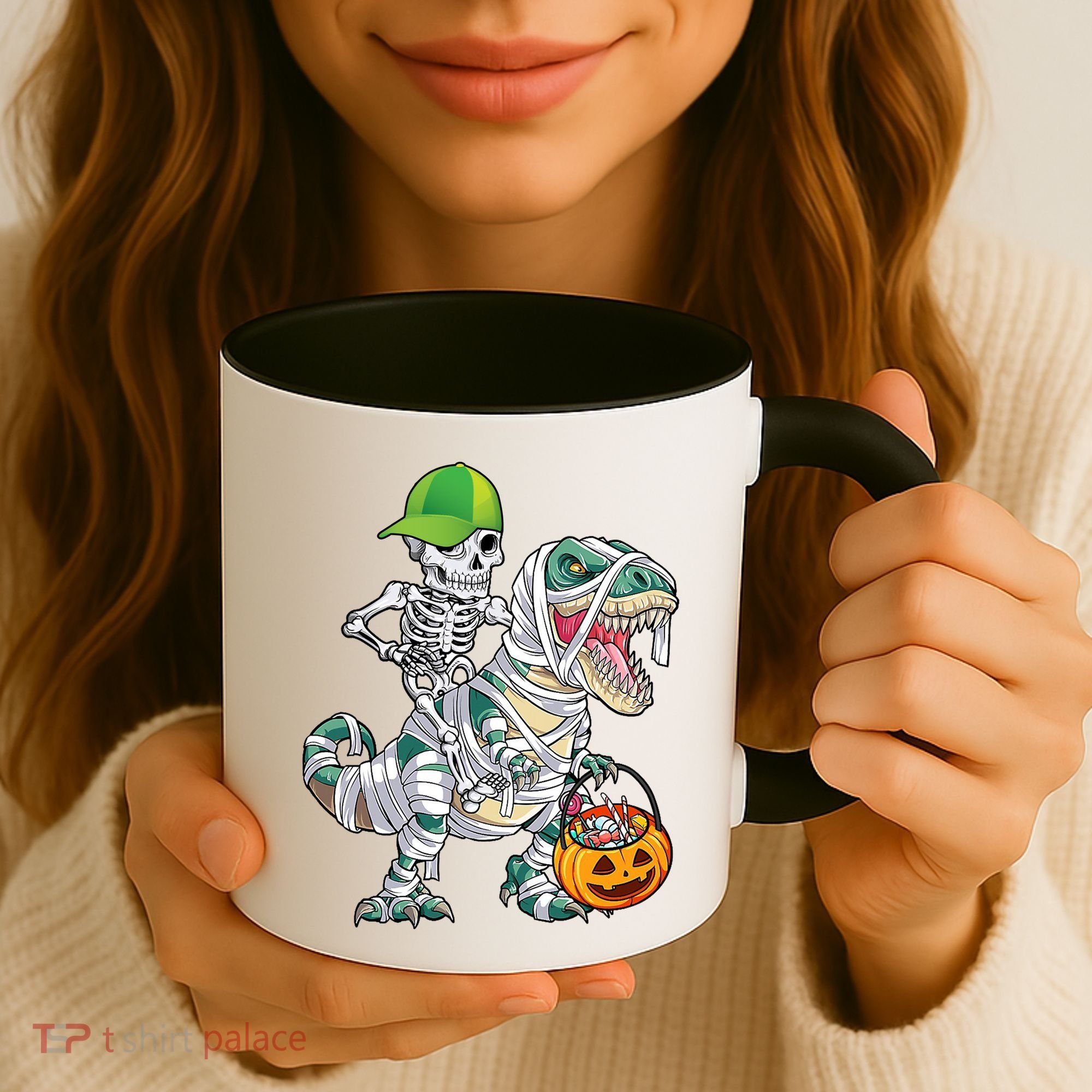 Cool Skeleton Dinosaur Halloween Trick Or Treat Coffee Mug