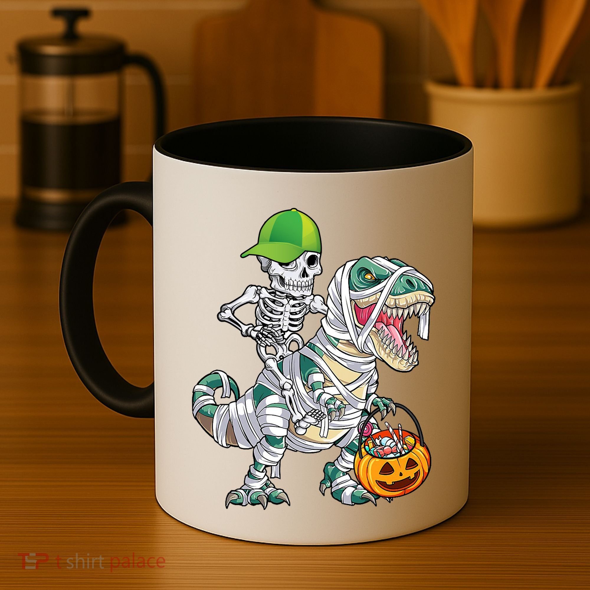 Cool Skeleton Dinosaur Halloween Trick Or Treat Coffee Mug