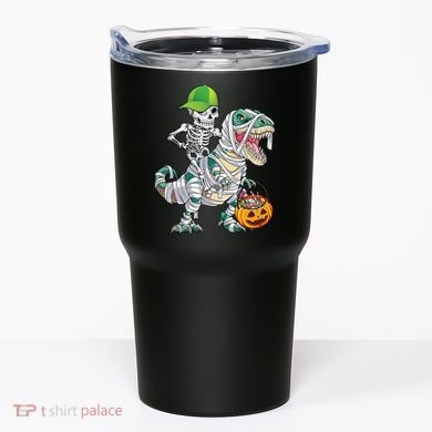 Cool Skeleton Dinosaur Halloween Trick Or Treat Tumbler