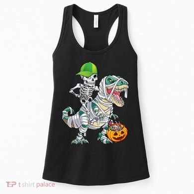 Cool Skeleton Dinosaur Halloween Trick Or Treat Women's Tank Top