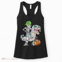 Cool Skeleton Dinosaur Halloween Trick Or Treat Women's Tank Top thumb 0