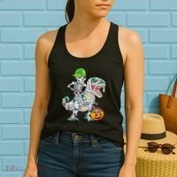 Cool Skeleton Dinosaur Halloween Trick Or Treat Women's Tank Top thumb 2