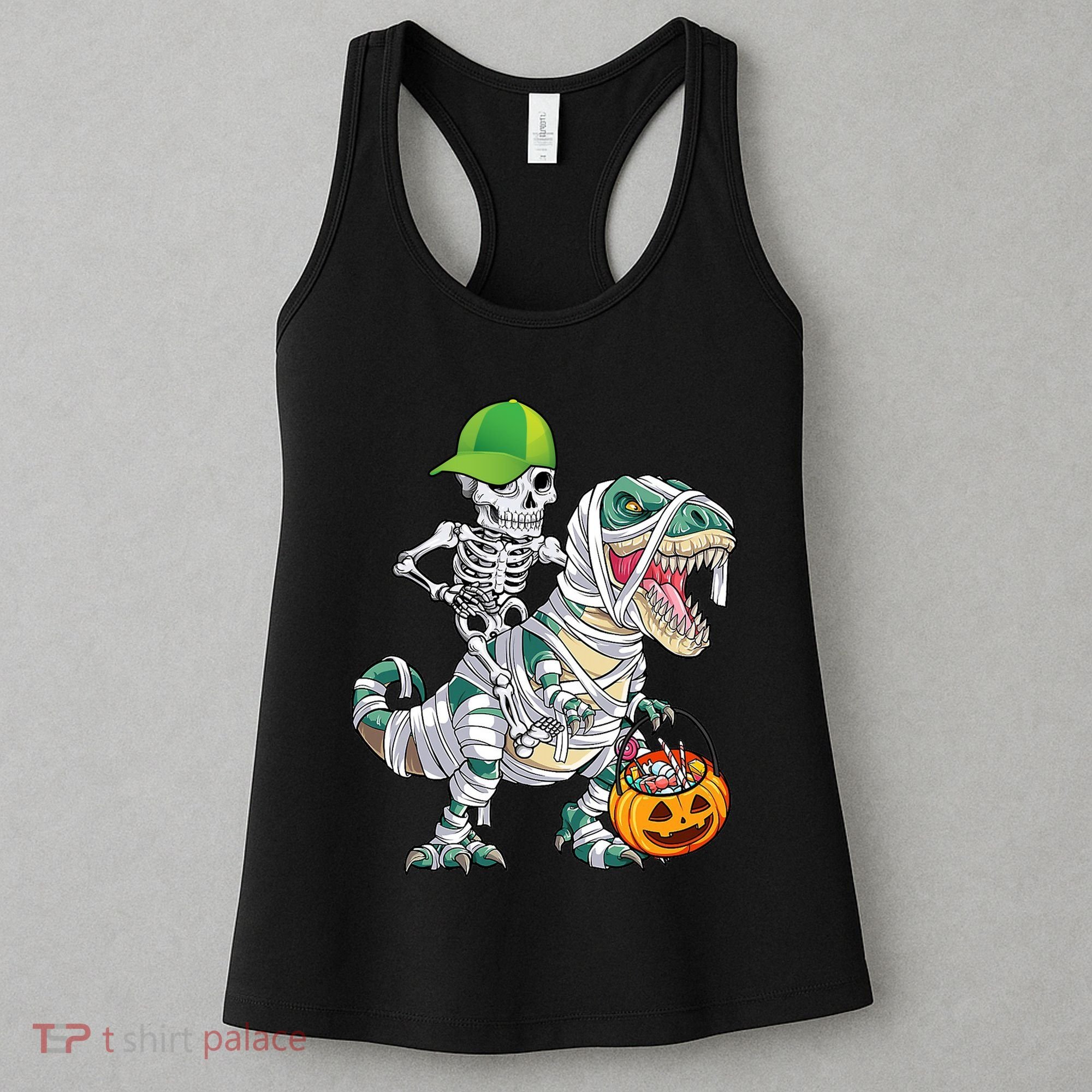 Cool Skeleton Dinosaur Halloween Trick Or Treat Women's Tank Top