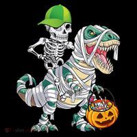 Cool Skeleton Dinosaur Halloween Trick Or Treat Toddler Hoodie thumb 2