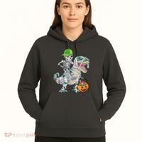 Cool Skeleton Dinosaur Halloween Trick Or Treat Hoodie thumb 5