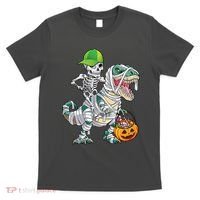 Cool Skeleton Dinosaur Halloween Trick Or Treat T-Shirt thumb 0