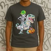 Cool Skeleton Dinosaur Halloween Trick Or Treat T-Shirt thumb 3