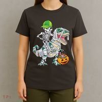 Cool Skeleton Dinosaur Halloween Trick Or Treat T-Shirt thumb 4