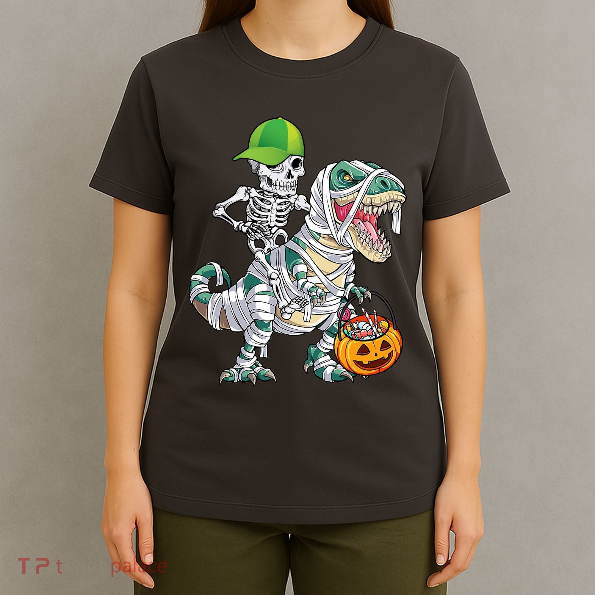 Cool Skeleton Dinosaur Halloween Trick Or Treat T-Shirt