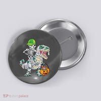 Cool Skeleton Dinosaur Halloween Trick Or Treat Button thumb 0