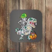 Cool Skeleton Dinosaur Halloween Trick Or Treat Coaster thumb 0