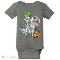 Cool Skeleton Dinosaur Halloween Trick Or Treat Baby Bodysuit thumb 0