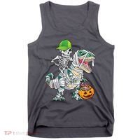 Cool Skeleton Dinosaur Halloween Trick Or Treat Tank Top thumb 0