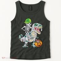 Cool Skeleton Dinosaur Halloween Trick Or Treat Tank Top thumb 2