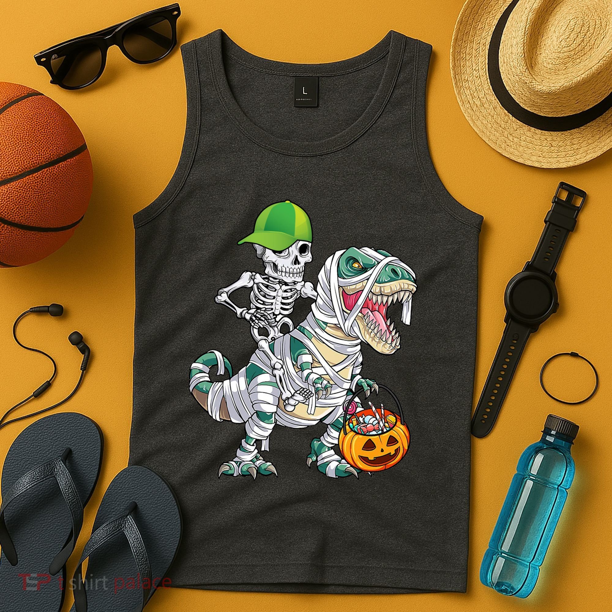 Cool Skeleton Dinosaur Halloween Trick Or Treat Tank Top