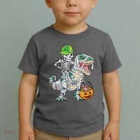 Cool Skeleton Dinosaur Halloween Trick Or Treat Toddler T-Shirt thumb 2