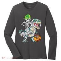 Cool Skeleton Dinosaur Halloween Trick Or Treat Women's Long Sleeve Shirt thumb 0