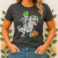 Cool Skeleton Dinosaur Halloween Trick Or Treat Women's T-Shirt thumb 2